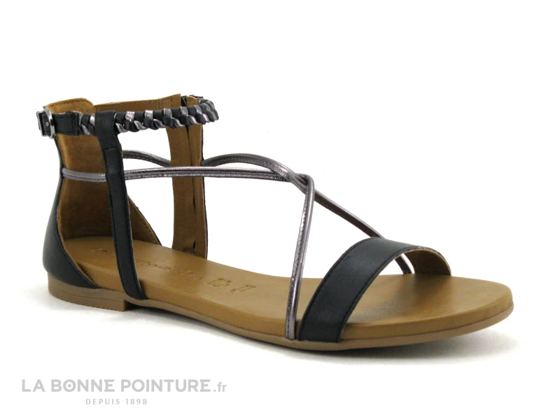 Tamaris 1-28043-20 Black - Sandale Plate Femme Cuir Noir 1 Tamaris 1-28043-20 Black - Sandale Plate Femme Cuir Noir