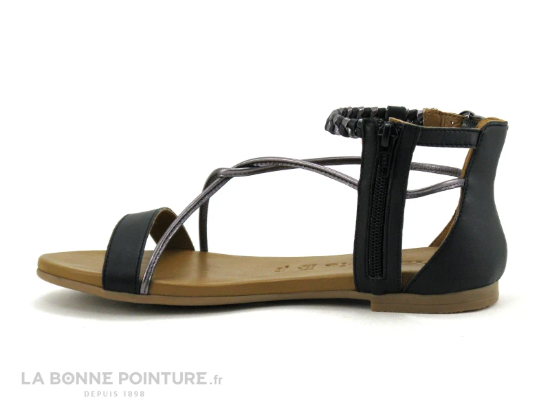 Tamaris 1-28043-20 Black - Sandale Plate Femme Cuir Noir 3 Tamaris 1-28043-20 Black - Sandale Plate Femme Cuir Noir – Image 3