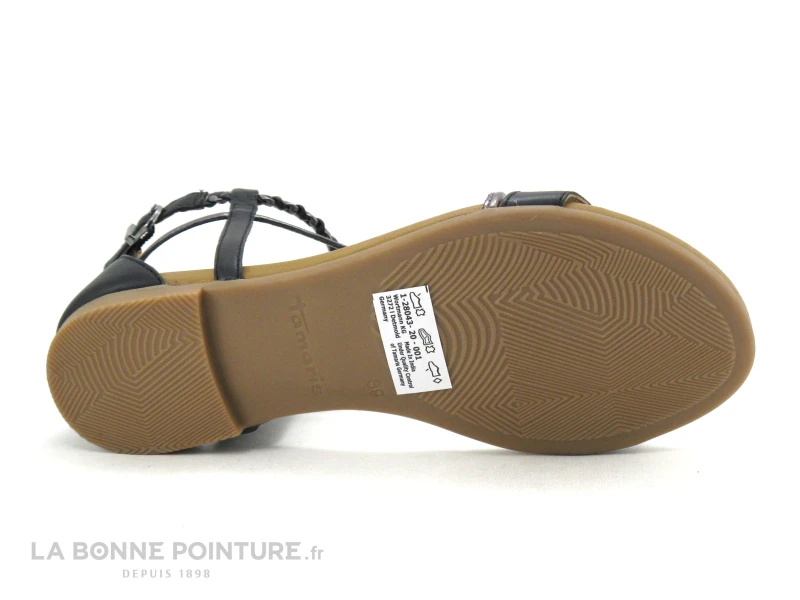 Tamaris 1-28043-20 Black - Sandale Plate Femme Cuir Noir 7 Tamaris 1-28043-20 Black - Sandale Plate Femme Cuir Noir – Image 7