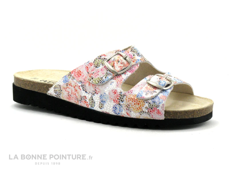 Artika Soft BASQUE Vaq Roses - Blanc - Multicolore - Mule Femme 1 Artika Soft BASQUE Vaq Roses - Blanc - Multicolore - Mule Femme