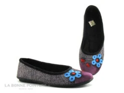 RYB 6002516 Noir Gris Violet - Fleur Et Coccinelles - Pantoufle