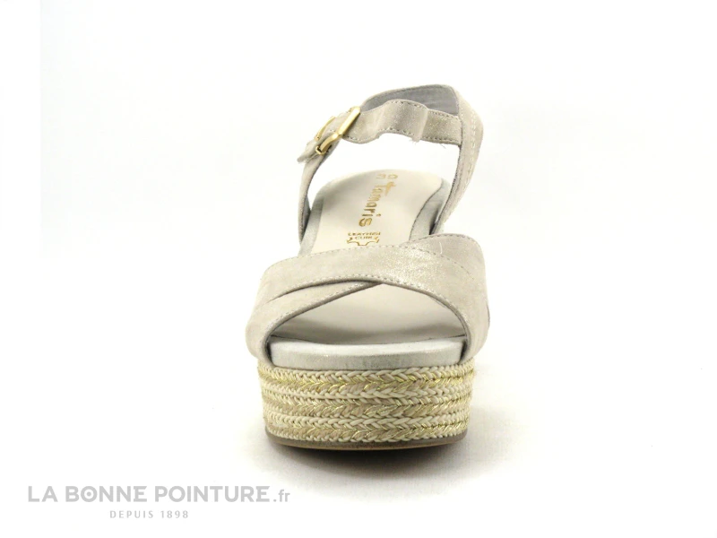 Tamaris 1-28001-20 Cashm Pea Sued - Sandale Beige - Talon Compense 2 Tamaris 1-28001-20 Cashm Pea Sued - Sandale Beige - Talon Compense – Image 2