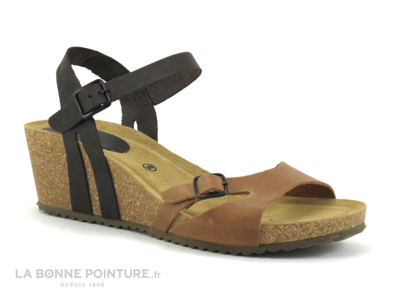 Inter Bios 5612 Ours Moka - Sandale Cuir Marron - Talon Compense 1 Inter Bios 5612 Ours Moka - Sandale Cuir Marron - Talon Compense
