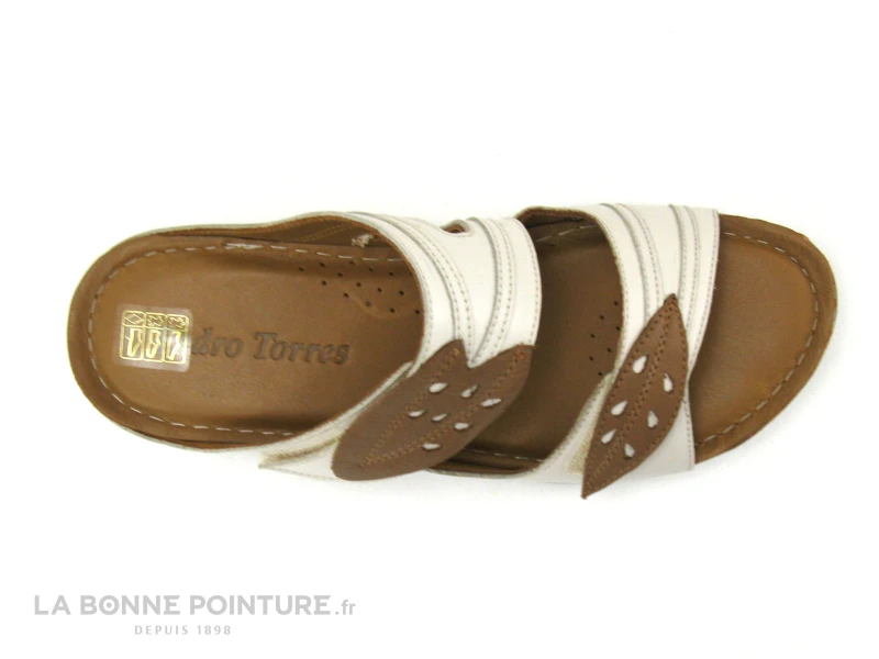 Pedro Torres 3093 Egret - Beige - Marron - Mule CUIR Femme 2 Brides Velcro 4 Pedro Torres 3093 Egret - Beige - Marron - Mule CUIR Femme 2 Brides Velcro – Image 4