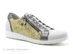 Inea FARFADET Blanc Jaune - Basket Femme Lacet Et Zip