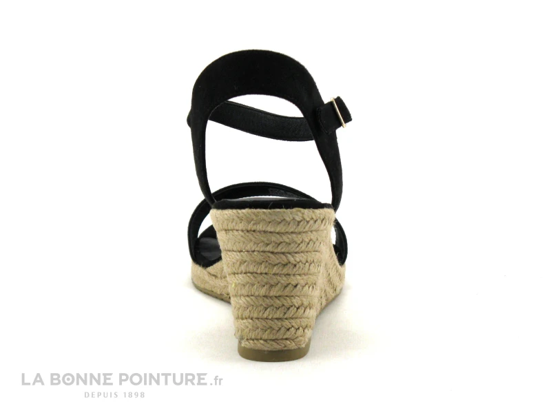 Tamaris 1-28300-20 Black - Nu-pieds Talon Compense En Toile Noire 4 Tamaris 1-28300-20 Black - Nu-pieds Talon Compense En Toile Noire – Image 4