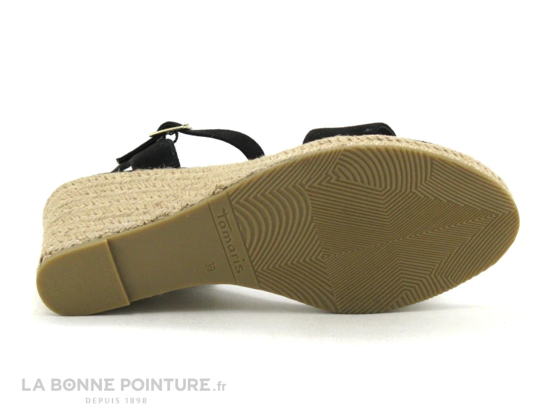 Tamaris 1-28300-20 Black - Nu-pieds Talon Compense En Toile Noire 7 Tamaris 1-28300-20 Black - Nu-pieds Talon Compense En Toile Noire – Image 7