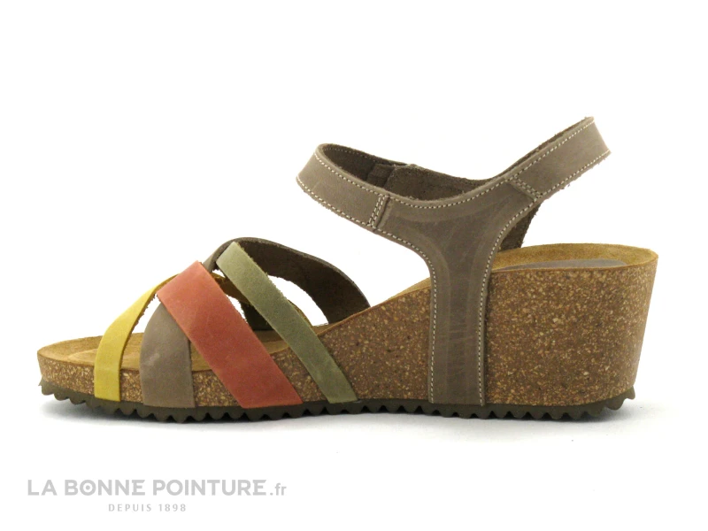 Inter Bios 5637 Kaki Moutarde Orange - Sandale Compensee Femme 3 Inter Bios 5637 Kaki Moutarde Orange - Sandale Compensee Femme – Image 3