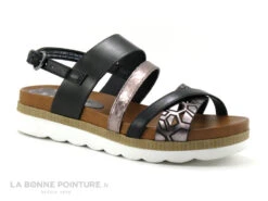 Marco Tozzi 2-28440-26 - Noir - Metallise - Sandale Femme