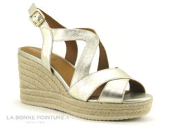 Geox D35GVC PONZA - Sandale Talon Haut Compense - Or Metal
