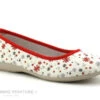 Ouf BESCO Rouge - Ecru Fleuri - Pantoufle Ballerine Femme