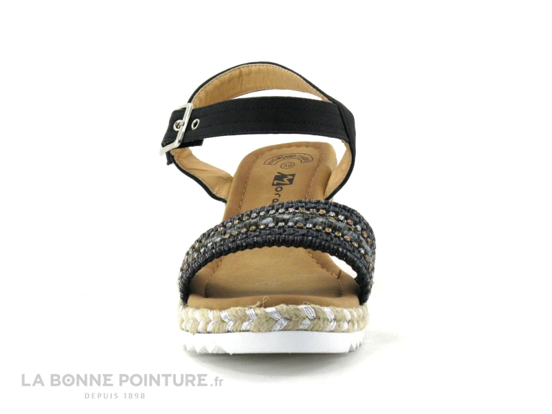 Morans TREMEUR Noir - Perles Brillantes - Sandale Talon Compense 2 Morans TREMEUR Noir - Perles Brillantes - Sandale Talon Compense – Image 2