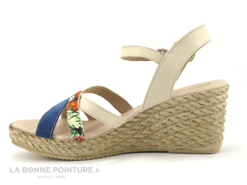 Morans DYVA Beige-Jeans-Imprime - Sandale Talon Compense 2 Morans DYVA Beige-Jeans-Imprime - Sandale Talon Compense – Image 2