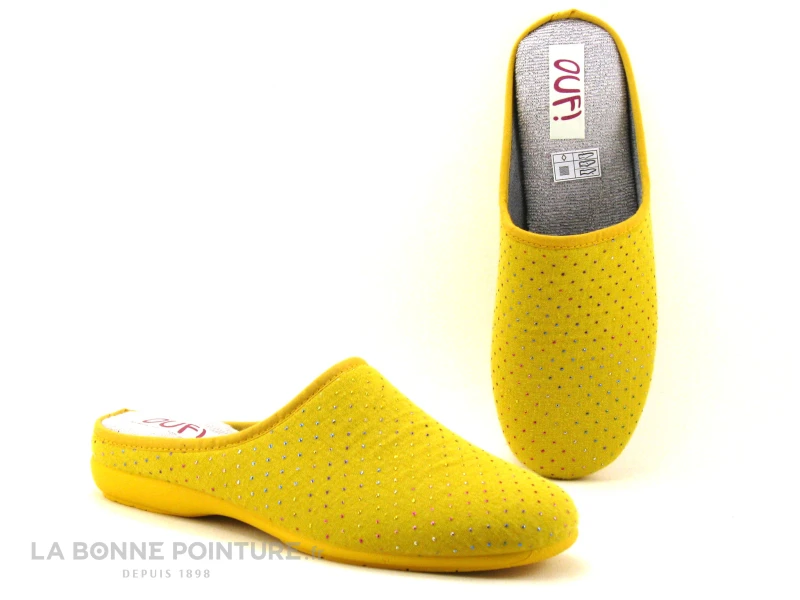 Ouf BESSINE Ocre - Pantoufle Mule Jaune Pois Multicolores 1 Ouf BESSINE Ocre - Pantoufle Mule Jaune Pois Multicolores