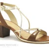 Tropeziennes LILON Tan 27702 - Sandale Talon Marron Et Or
