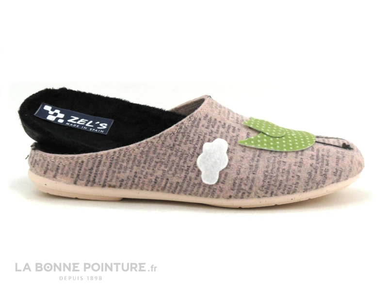 Zels 4413 Rose Nude - Oiseau - Fleurs - Pantoufle Mule Femme 3 Zels 4413 Rose Nude - Oiseau - Fleurs - Pantoufle Mule Femme – Image 3
