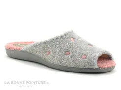 Zels 6439 Gris Rose - Pantoufle Mule Femme Bout Ouvert