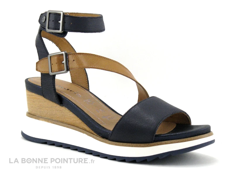 Tamaris 1-28021-26 839 Navy Nut - Sandale Talon Compense 1 Tamaris 1-28021-26 839 Navy Nut - Sandale Talon Compense