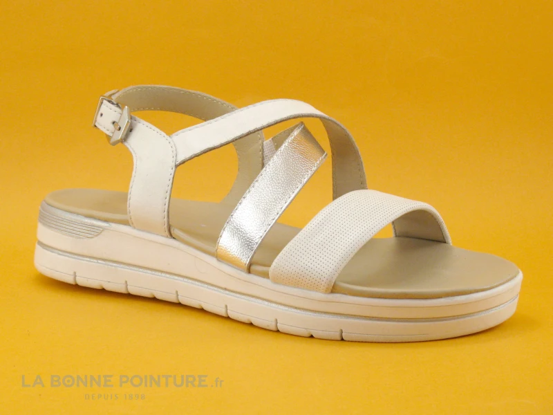 Marco Tozzi Premio 2-28520-28 Blanc Argent - Sandale Femme 1 Marco Tozzi Premio 2-28520-28 Blanc Argent - Sandale Femme