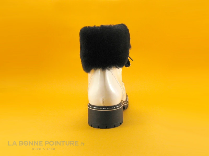 Hooper MULLAN Verni Blanc - Fourrure Noire - Bottine Femme 4 Hooper MULLAN Verni Blanc - Fourrure Noire - Bottine Femme – Image 4