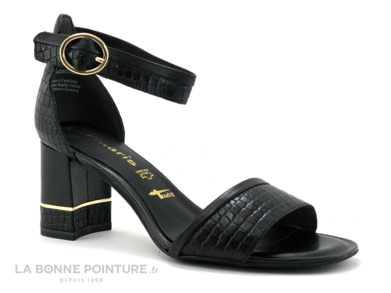 Tamaris 1-28379-26 Black Croco - Sandale Talon Haut 1 Tamaris 1-28379-26 Black Croco - Sandale Talon Haut