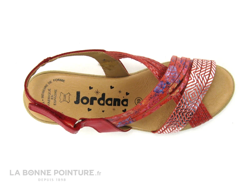 Jordana 3341 - Sandale Compensee Femme Cuir Rouge Et Argent 6 Jordana 3341 - Sandale Compensee Femme Cuir Rouge Et Argent – Image 6