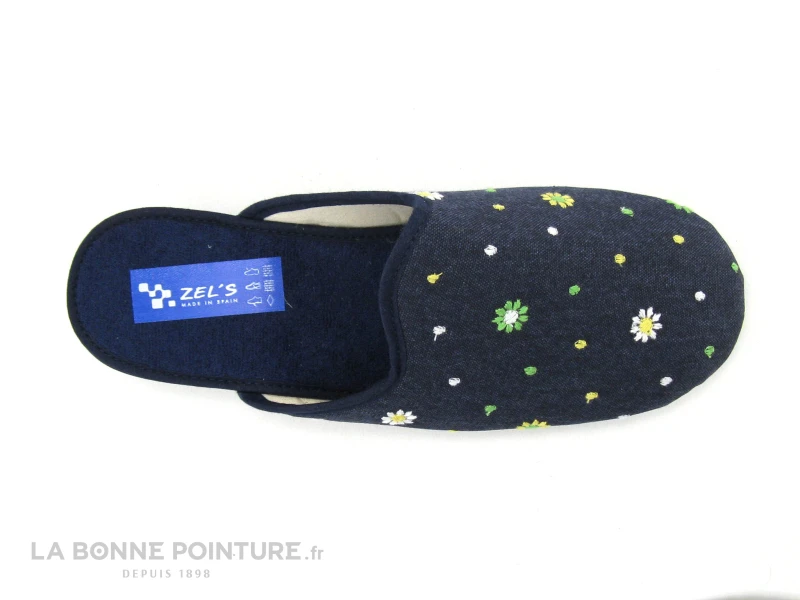 Zels 9599 Marino - Pantoufle Femme Bleu Jeans - Pois Et Fleurs 3 Zels 9599 Marino - Pantoufle Femme Bleu Jeans - Pois Et Fleurs – Image 3