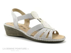 Sweet R MANOCO Blanc Argent - Strasses - Sandale Femme